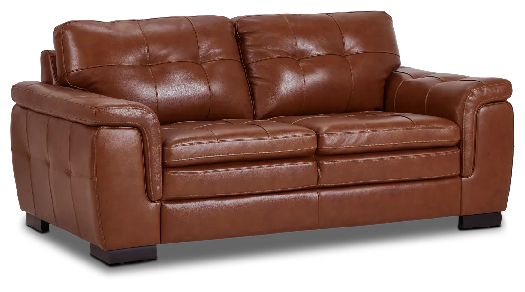 Braden Medium Brown Leather Loveseat