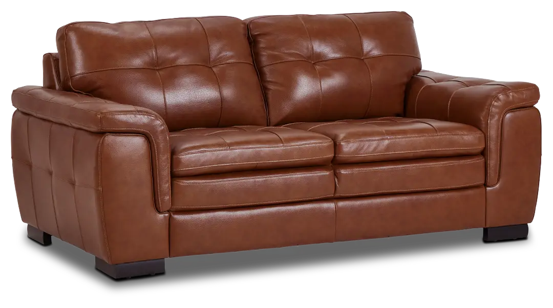 Braden Medium Brown Leather Loveseat Braden Medium Brown Leather Loveseat