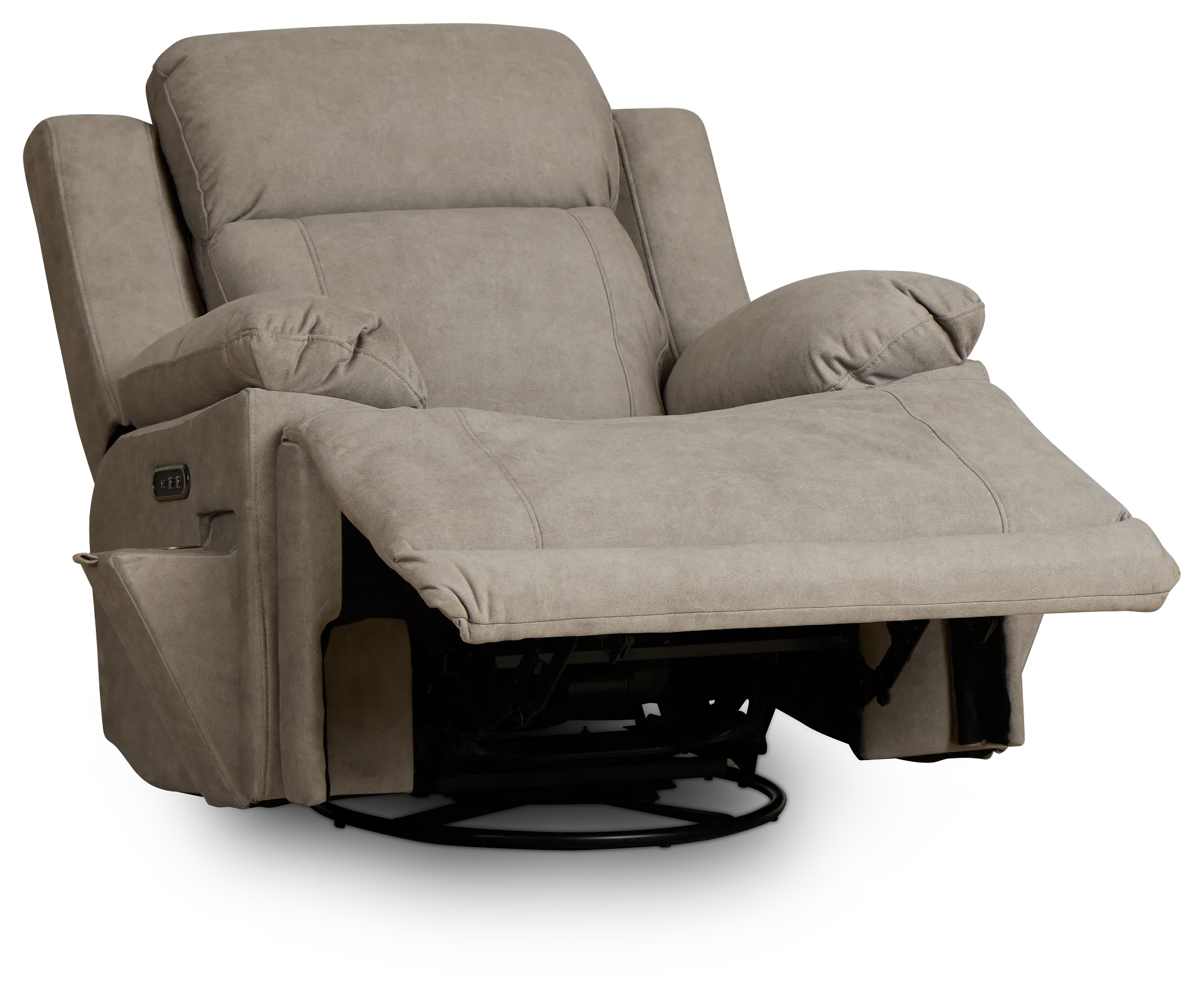Benson Beige Micro Power Swivel Glider Recliner