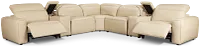 Tidal Beige Lthr/vinyl Large Dual Power Reclining Two-arm Sectional