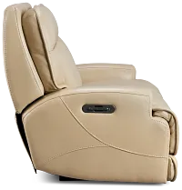 Casey Light Beige Lthr/vinyl Power Reclining Sofa