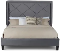 Collin Dark Gray Velvet Platform Bed