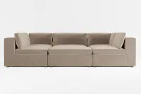 Destin Joya Beige Velvet 6-piece Pit Sectional