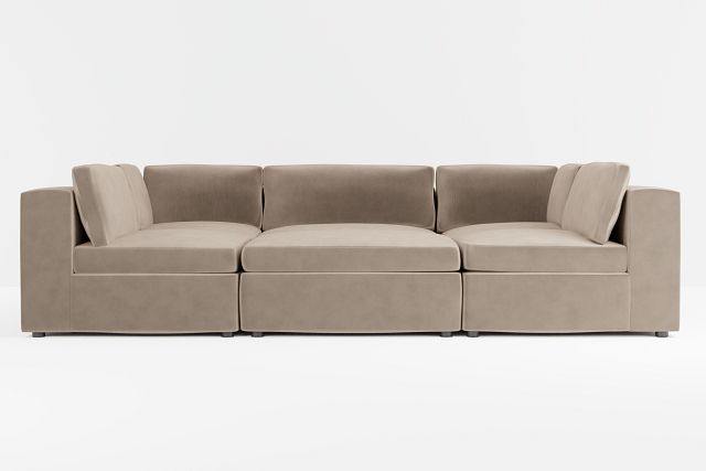 Destin Joya Beige Velvet 6-piece Pit Sectional