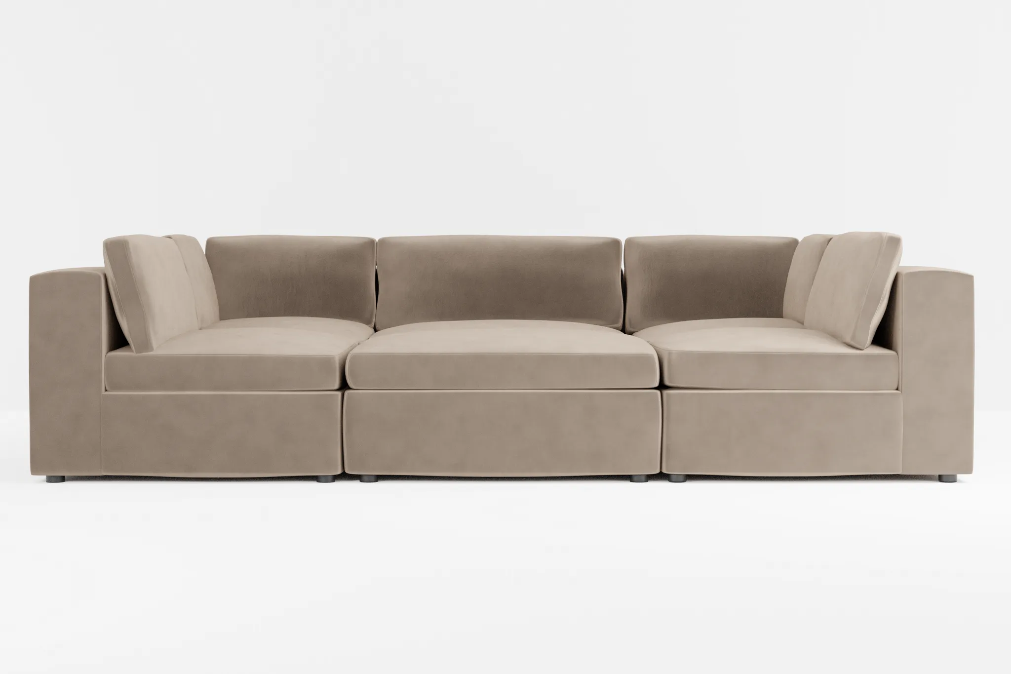 Destin Joya Beige Velvet 6-piece Pit Sectional