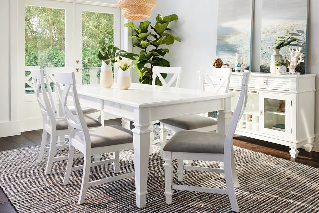 Marina White Table & 4 Wood Chairs