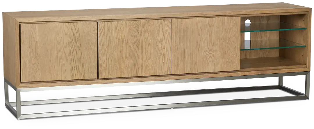 Haven Light Tone 84" Tv Stand With Metal Base Haven Light Tone 84" Tv Stand With Metal Base