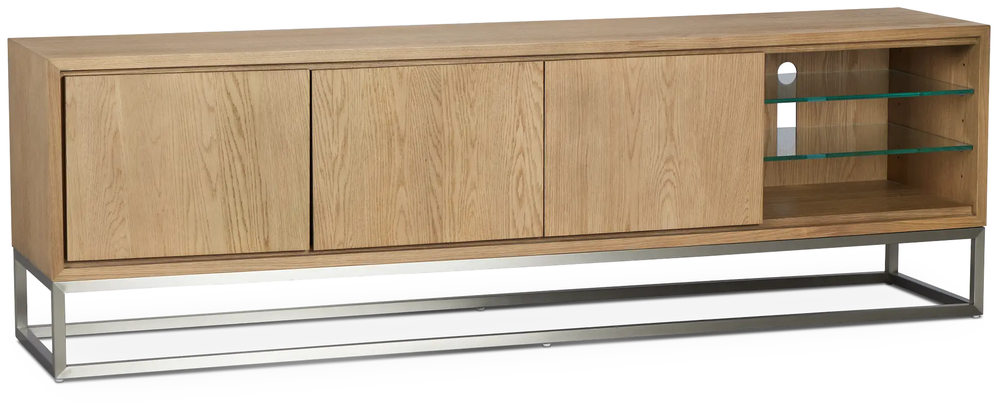 Haven Light Tone 84" Tv Stand With Metal Base Haven Light Tone 84" Tv Stand With Metal Base