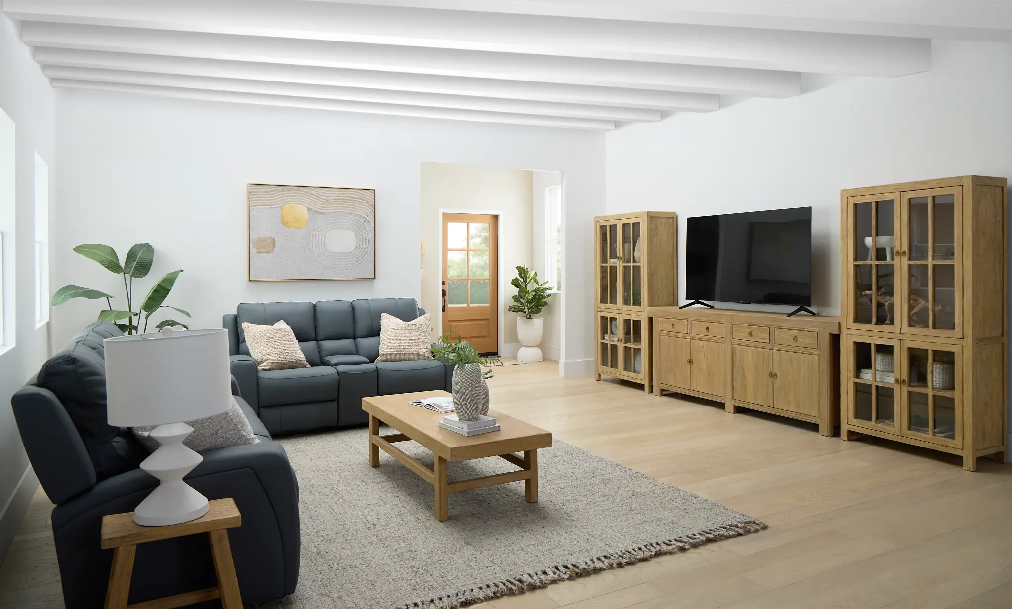 Summit Blue Lthr/vinyl Power Reclining Sofa W/ Power Headrest Summit Blue Lthr/vinyl Power Reclining Sofa W/ Power Headrest