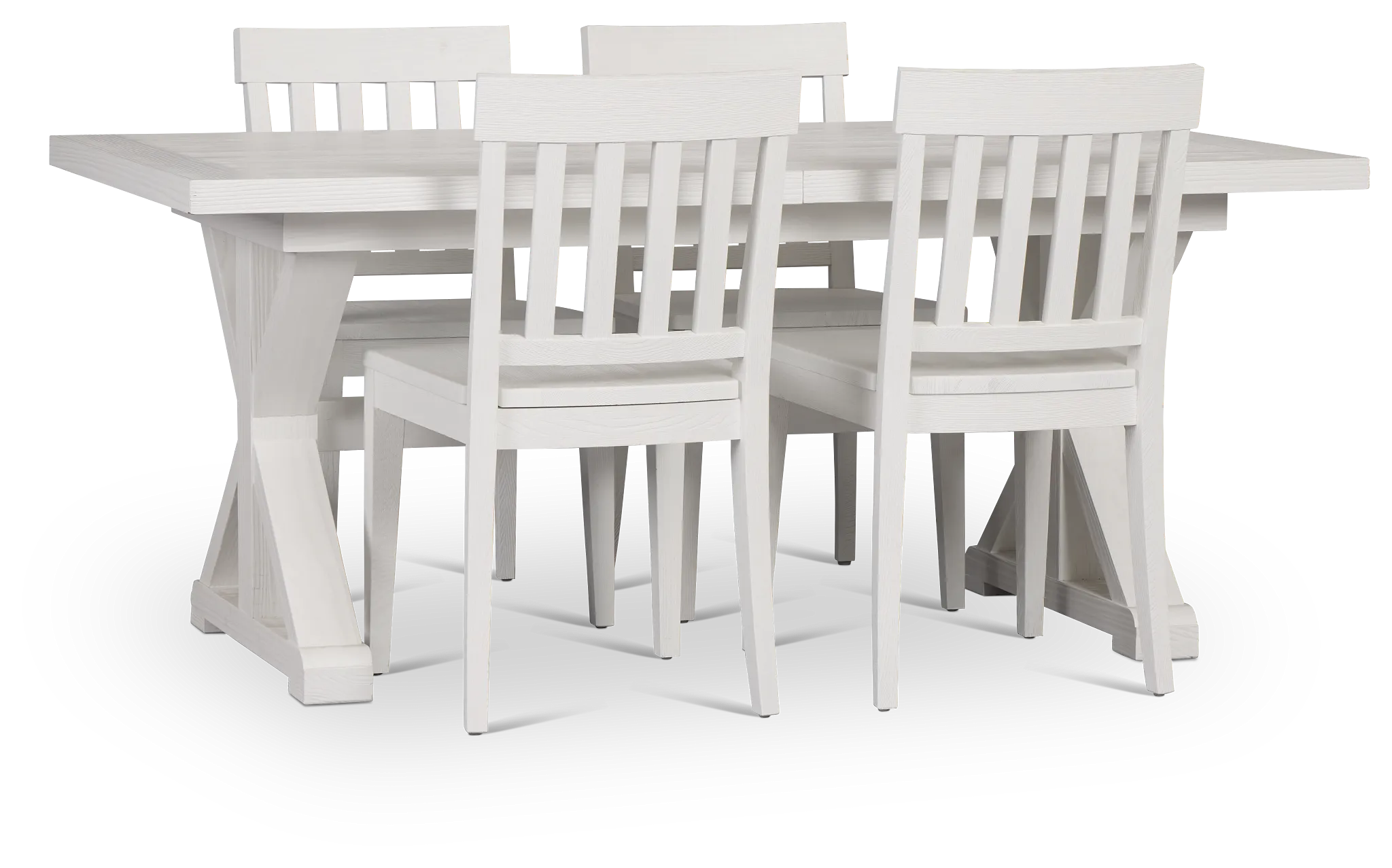 Nantucket White Pine Rectangular Table & 4 Wood Chairs