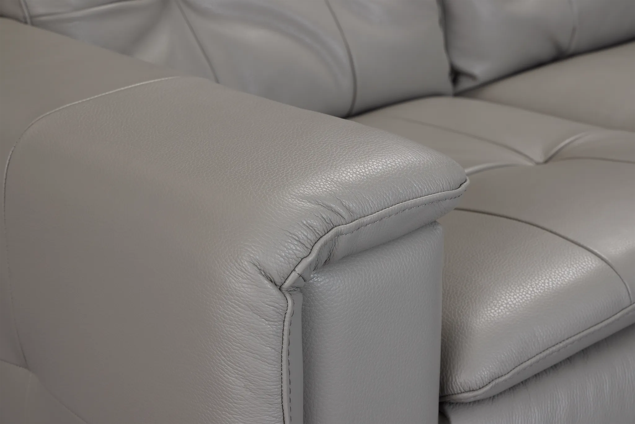 Rowan Gray Leather Small Right Bumper Sectional