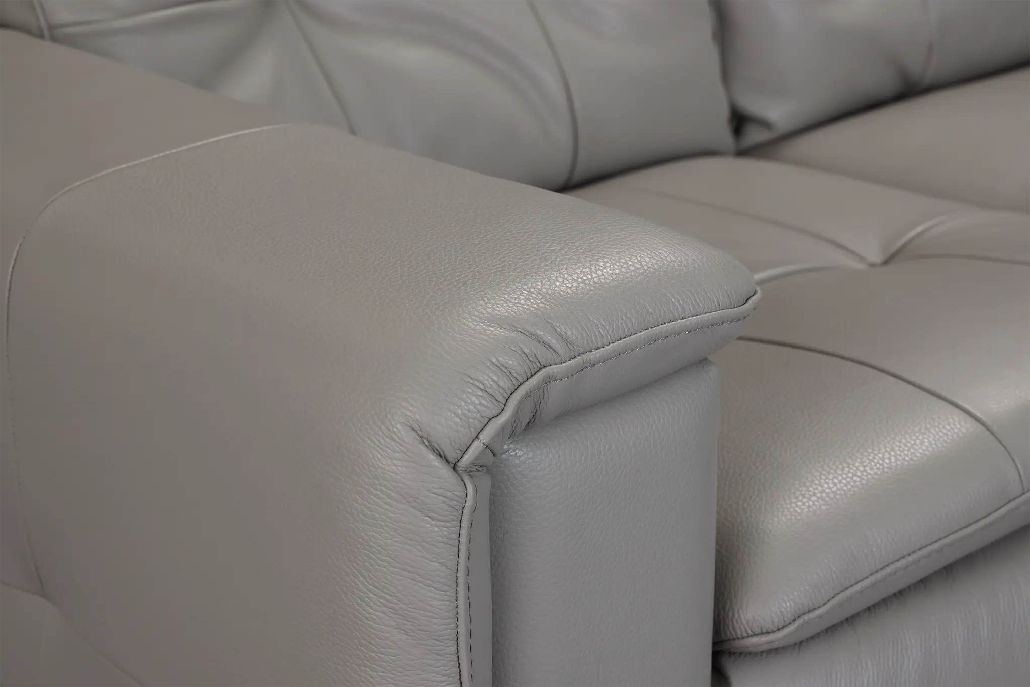 Rowan Gray Leather Small Right Bumper Sectional Rowan Gray Leather Small Right Bumper Sectional
