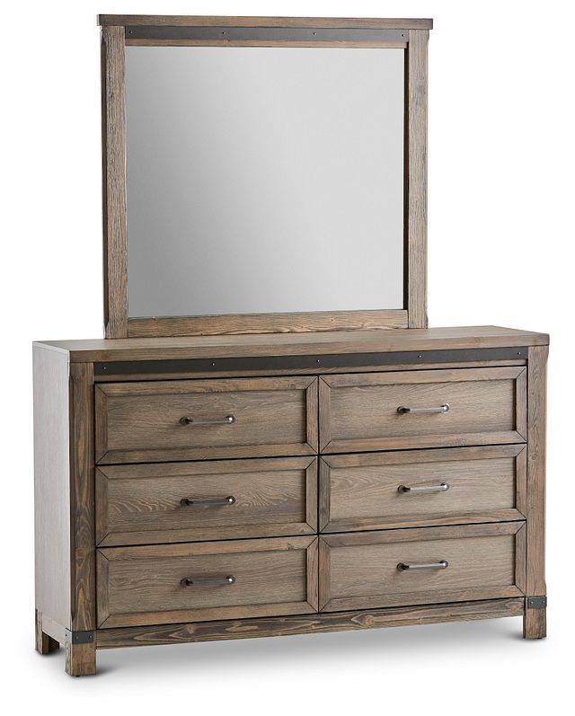 Lancaster Mid Tone Wood Dresser & Mirror (3)
