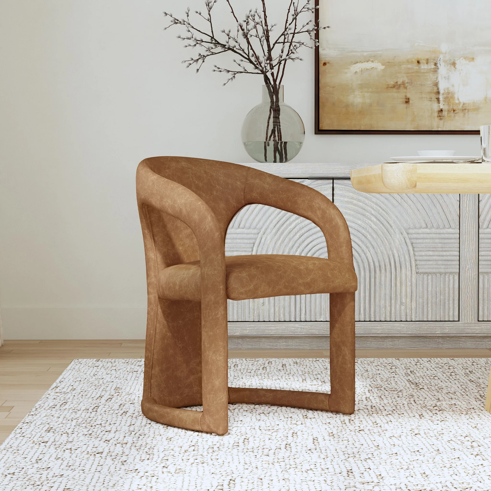 Bow Brown Upholstered Side Chair