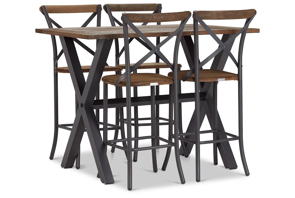 Canyon Dark Tone 54" Pub Table & 4 Barstools