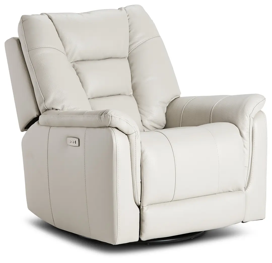Owen Light Gray Leather Power Swivel Glider Recliner Owen Light Gray Leather Power Swivel Glider Recliner