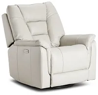 Owen Light Gray Leather Power Swivel Glider Recliner