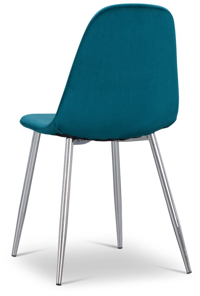 Havana Teal Velvet Upholstered Side Chair W/ Chrome Legs