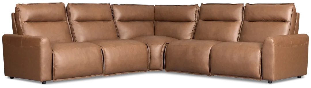 Edison Dark Brown Lthr/vinyl Small Triple Power Reclining Two-arm Sectional