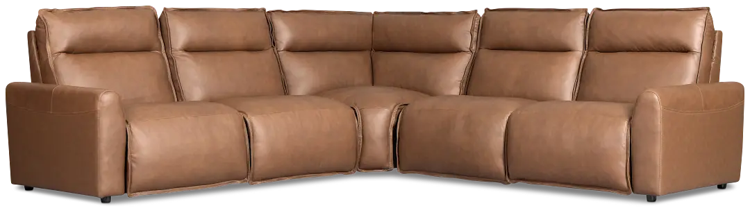 Edison Dark Brown Lthr/vinyl Small Triple Power Reclining Two-arm Sectional Edison Dark Brown Lthr/vinyl Small Triple Power Reclining Two-arm Sectional