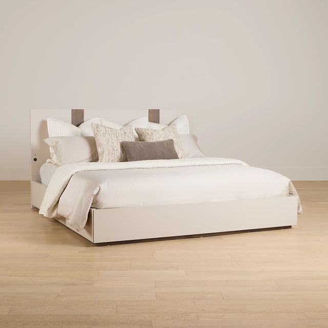 Brasilia Light Beige Platform Bed With Speaker
