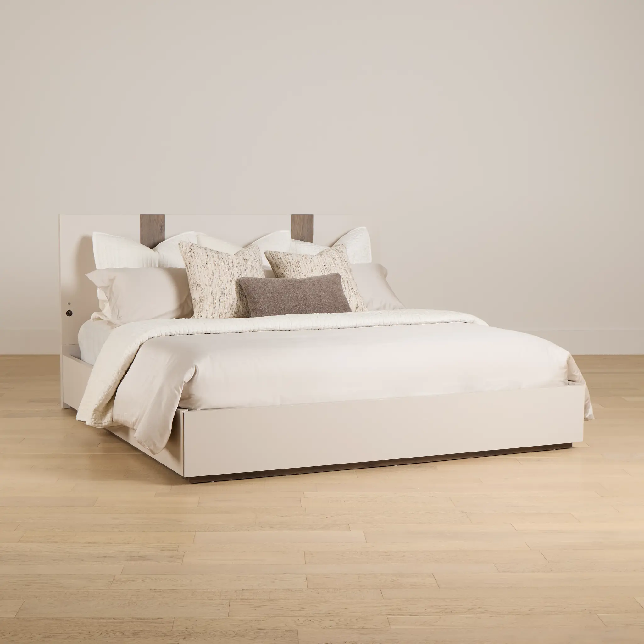 Brasilia Light Beige Platform Bed With Speaker Brasilia Light Beige Platform Bed With Speaker