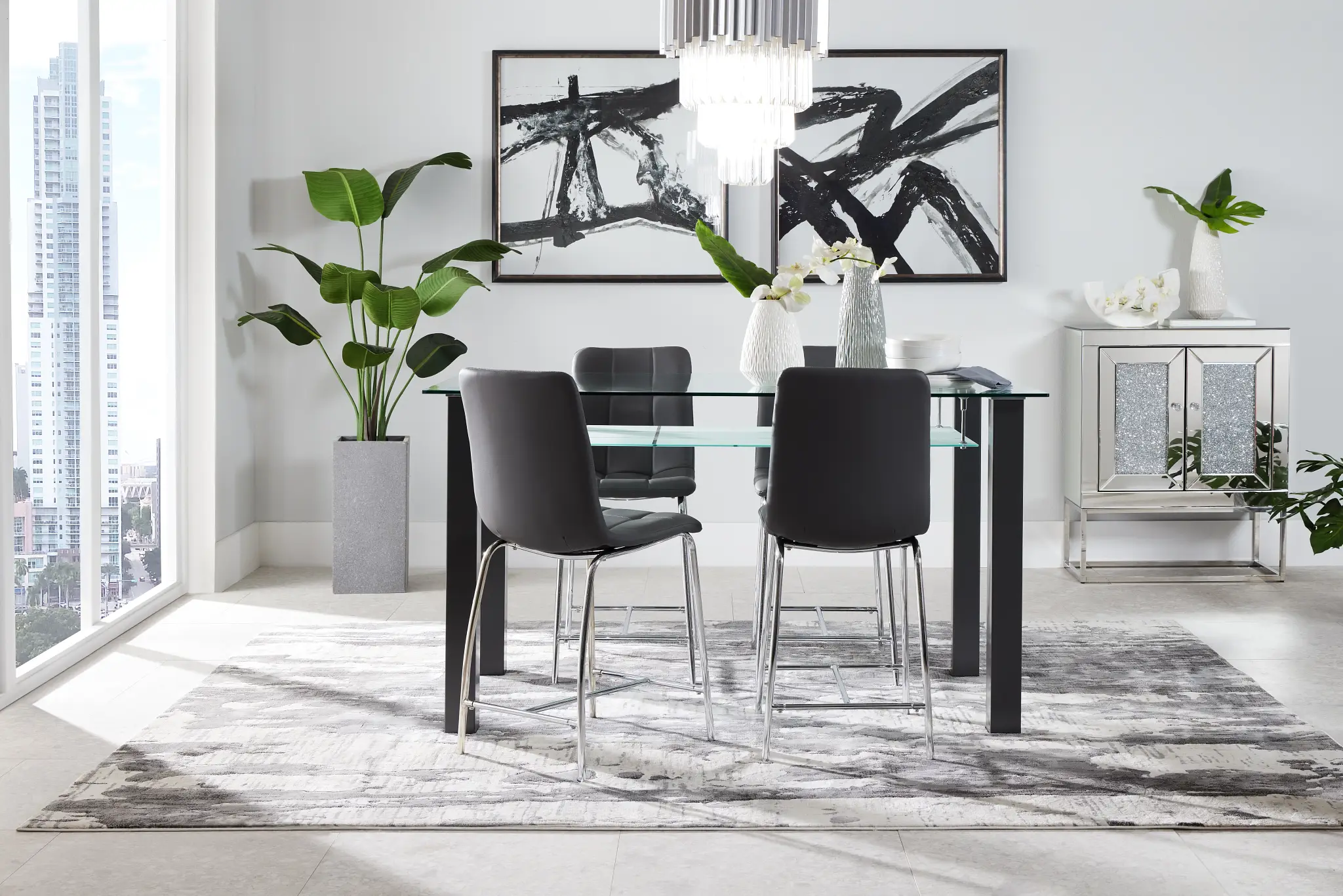 Vienna Dark Gray Glass High Dining Table Vienna Dark Gray Glass High Dining Table