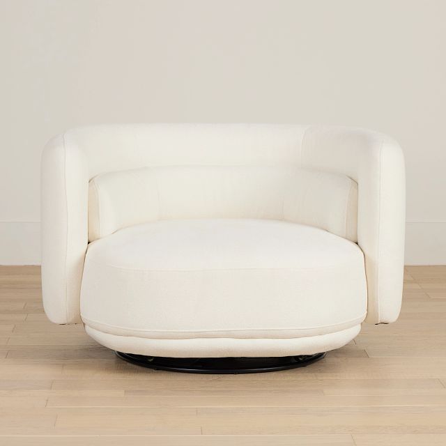 Presley White Fabric Swivel Chair