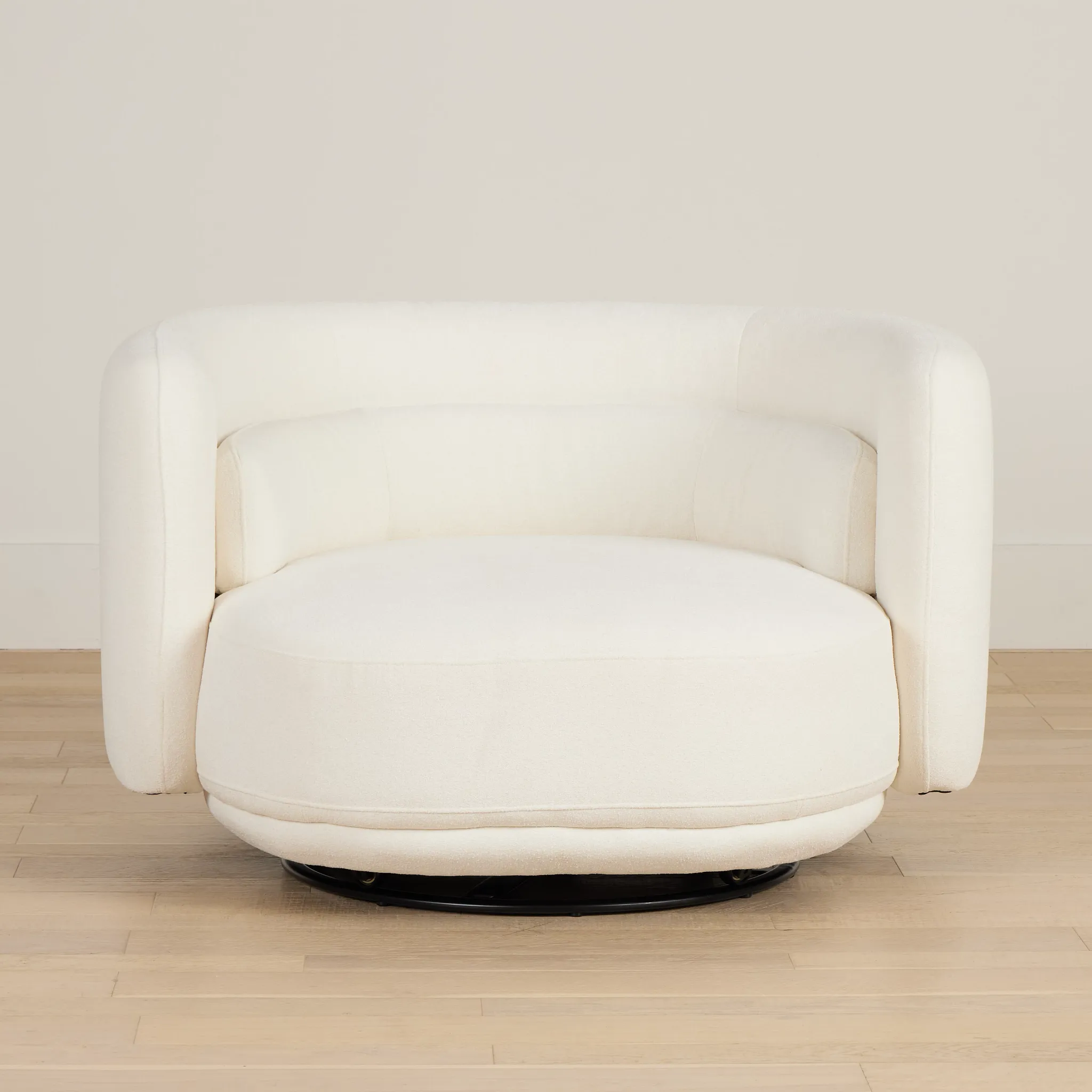 Presley White Fabric Swivel Chair