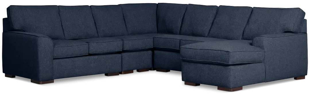 Sinclair Dark Blue Fabric Large Right Chaise Sectional Sinclair Dark Blue Fabric Large Right Chaise Sectional