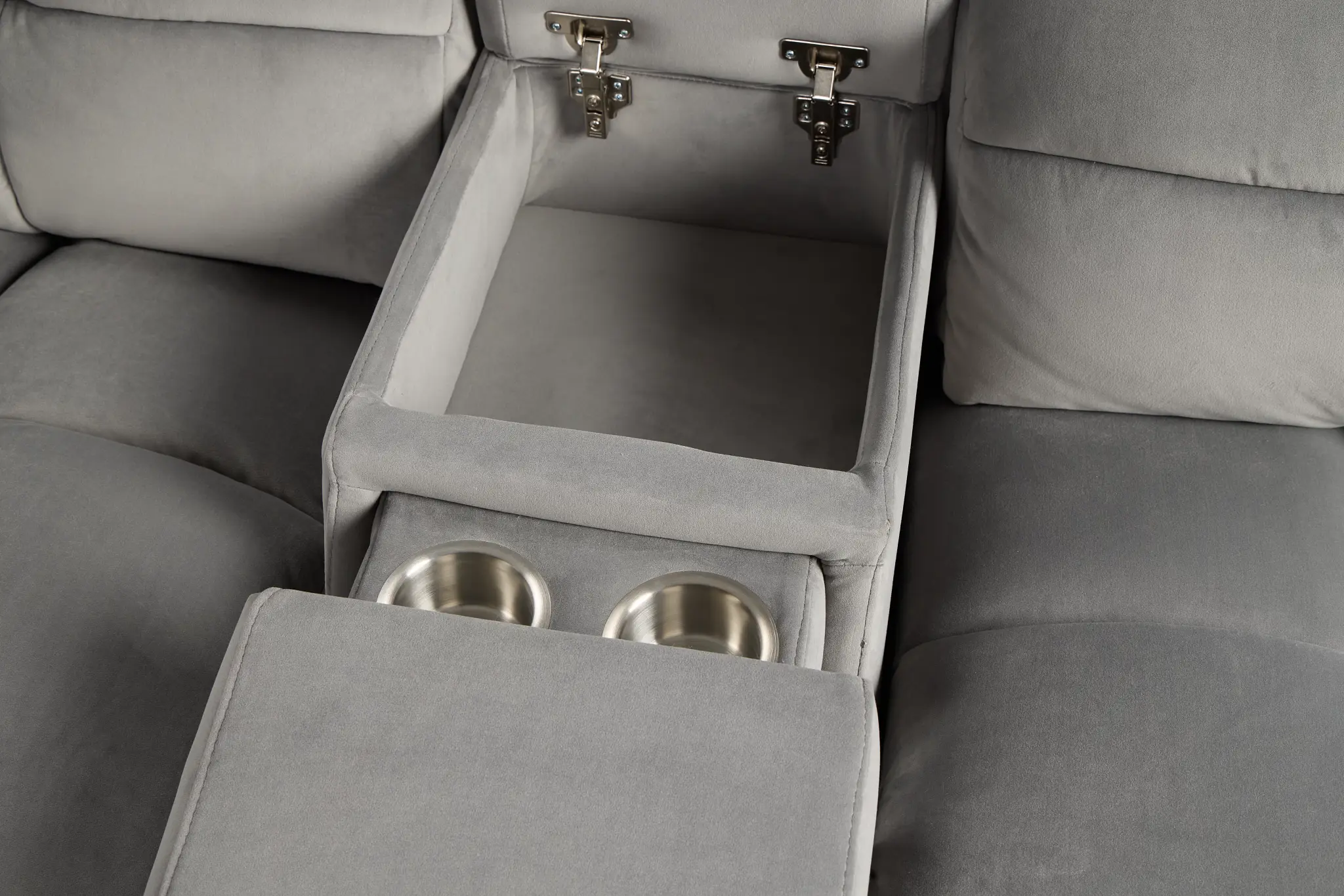 Gemma Light Gray Velvet Large Triple Power Reclining Two-arm Sectional Gemma Light Gray Velvet Large Triple Power Reclining Two-arm Sectional