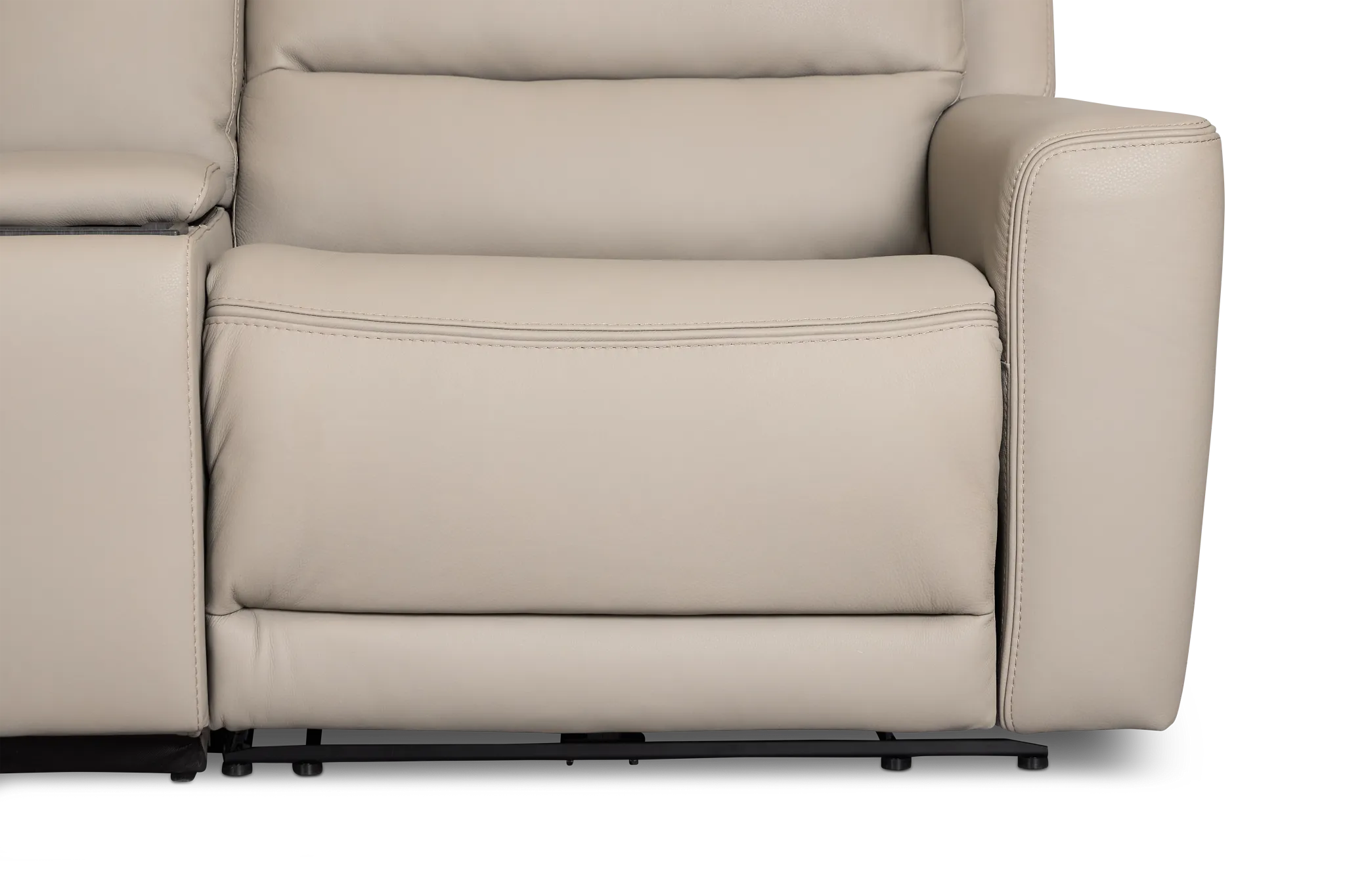 Wilder Taupe Leather Medium Triple Power 2-arm Sectional