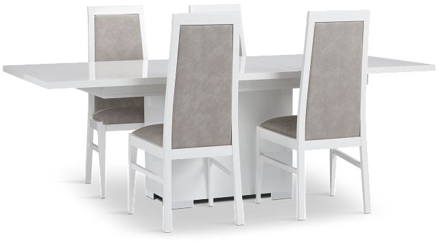 Verona White Rectangular Table & 4 Upholstered Chairs