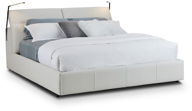 Montez White Leather Power Adjustable Headrest Platform Bed (9)