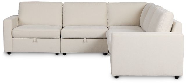 Addie Beige Fabric Small 2-arm Storage Sectional