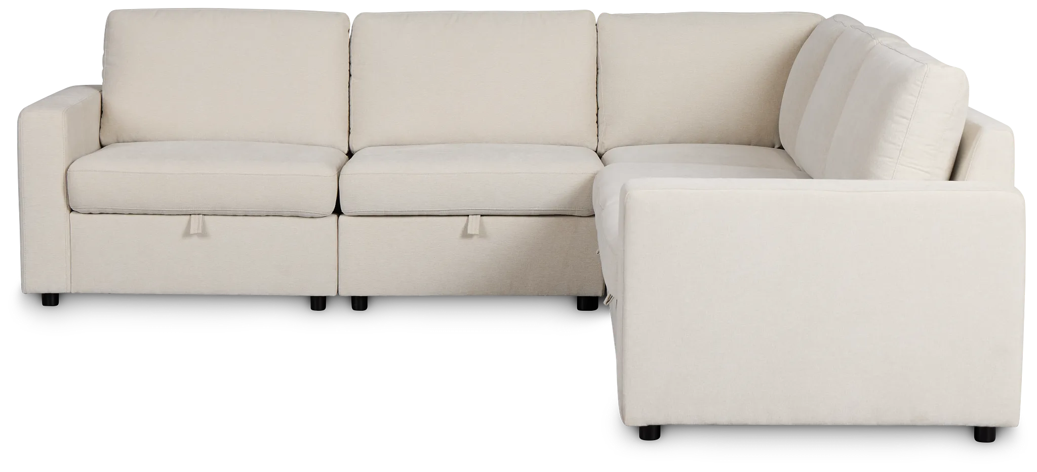 Addie Beige Fabric Small 2-arm Storage Sectional