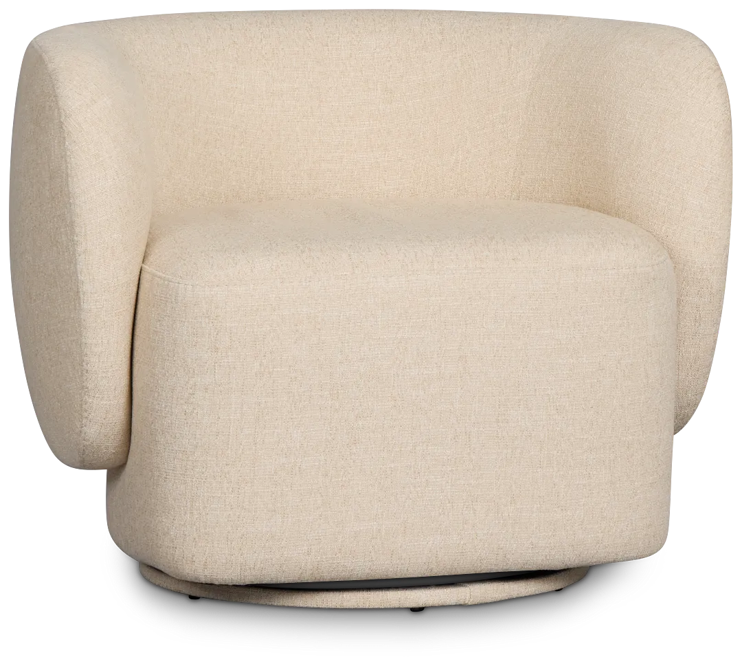 Cleo Beige Fabric Swivel Accent Chair