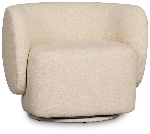 Cleo Beige Fabric Swivel Accent Chair