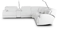Reign White Lthr/vinyl Large Triple Power Reclining Two-arm Sectional