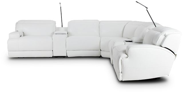 Reign White Lthr/vinyl Large Triple Power Reclining Two-arm Sectional