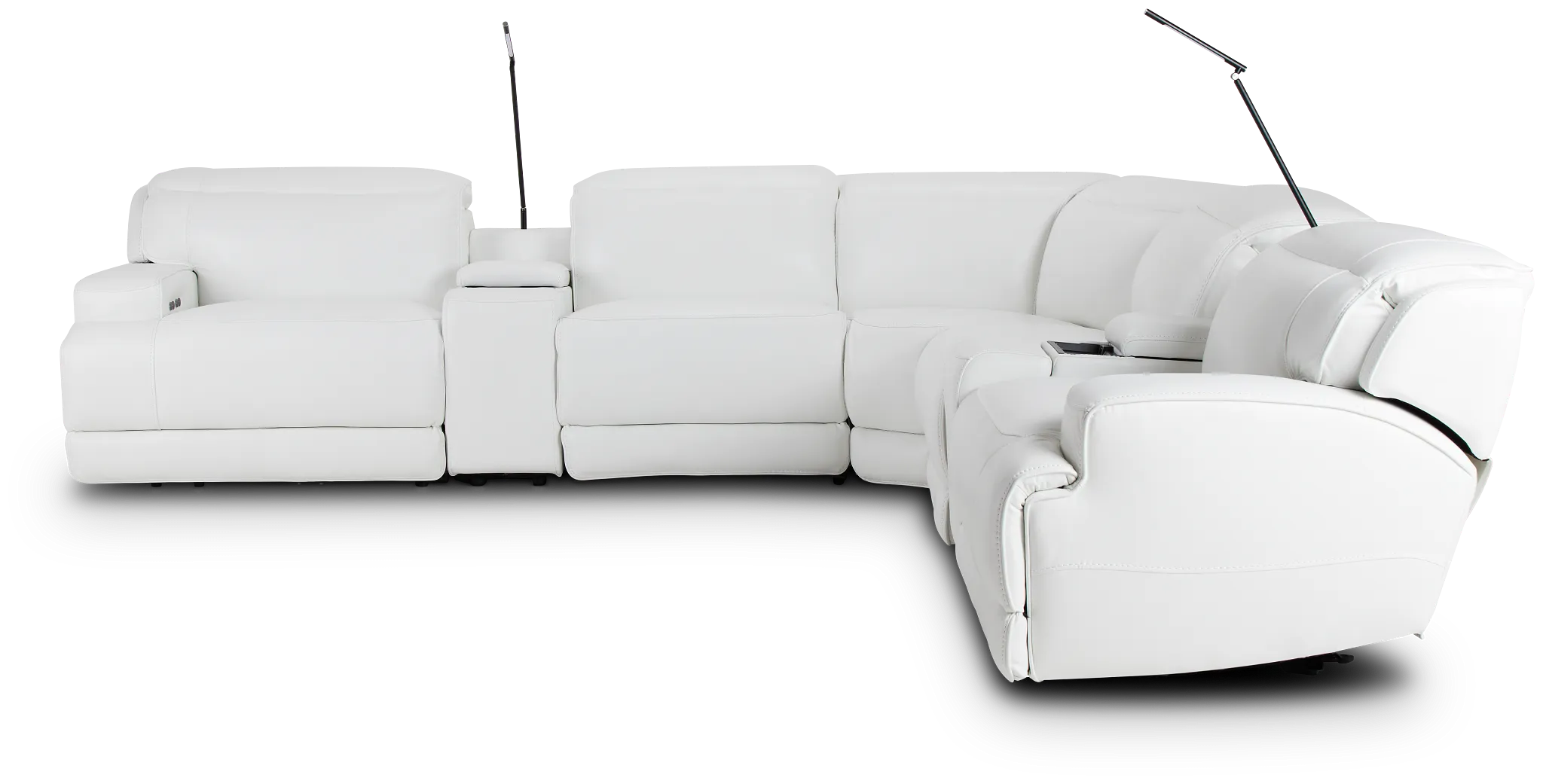 Reign White Lthr/vinyl Large Triple Power Reclining Two-arm Sectional