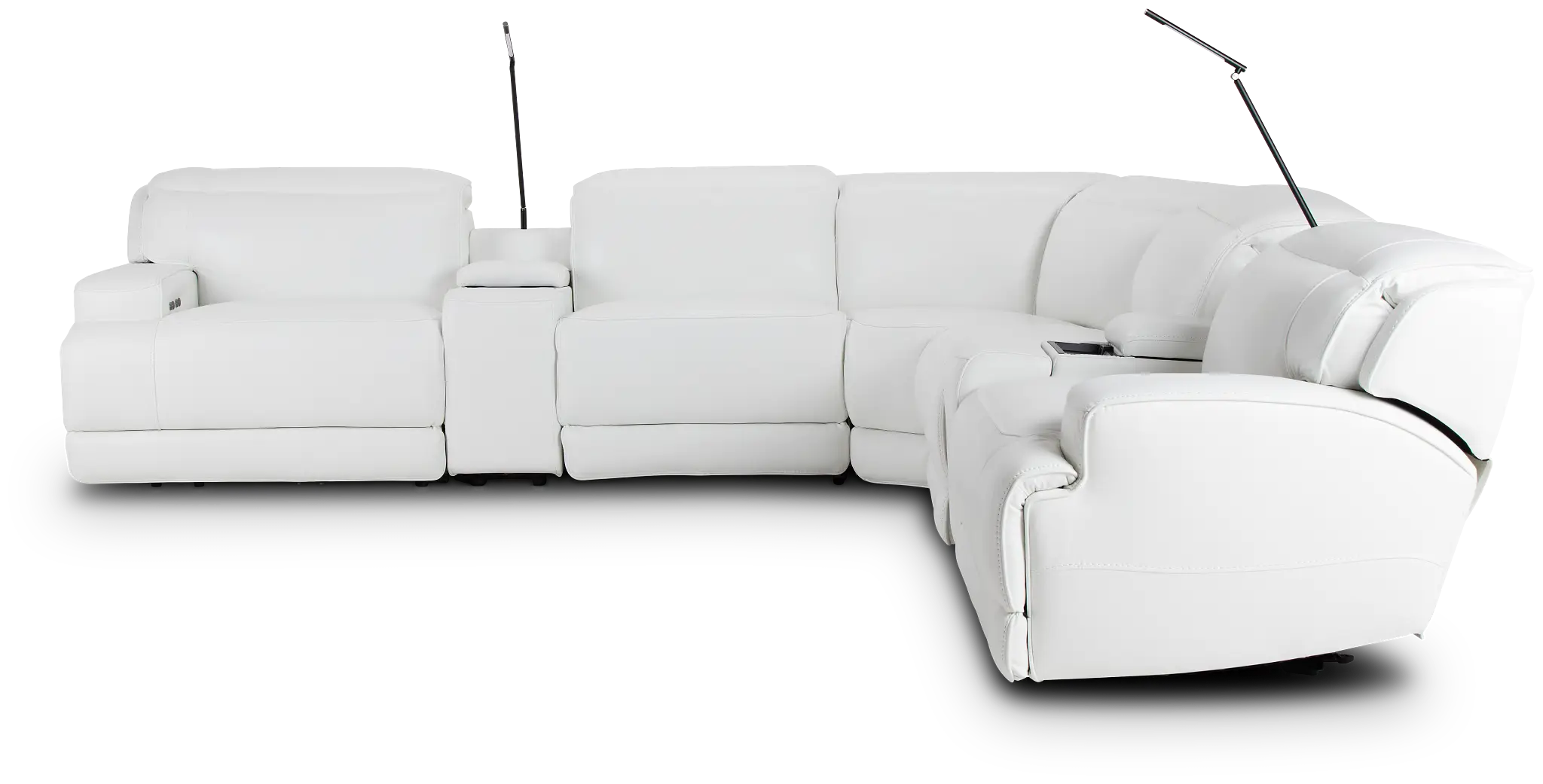 Reign White Lthr/vinyl Large Triple Power Reclining Two-arm Sectional Reign White Lthr/vinyl Large Triple Power Reclining Two-arm Sectional