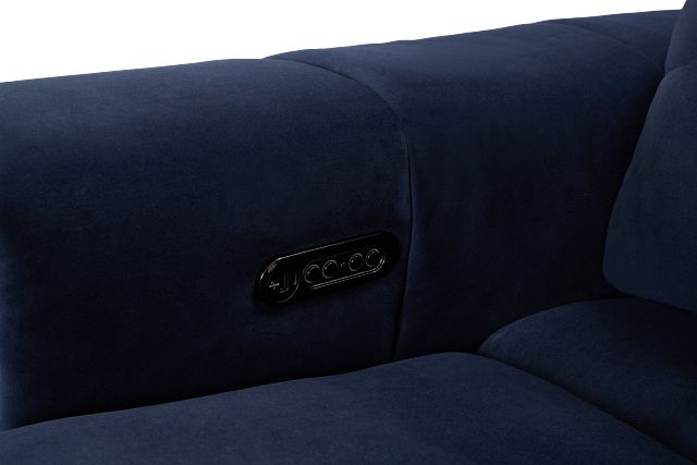Gemma Navy Velvet Large Dual Power Right Chaise Sectional
