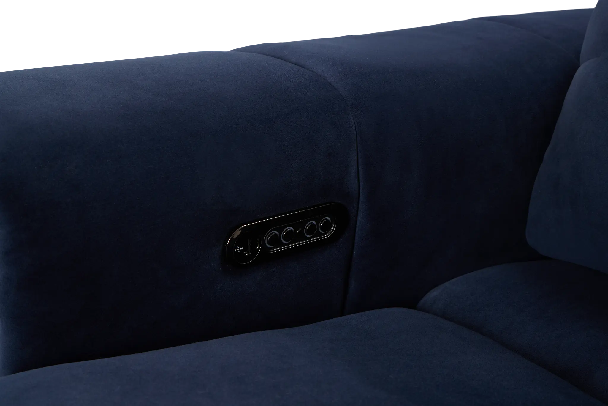Gemma Navy Velvet Large Dual Power Right Chaise Sectional Gemma Navy Velvet Large Dual Power Right Chaise Sectional