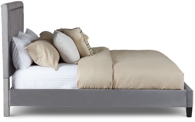 Collin Dark Gray Velvet Platform Bed