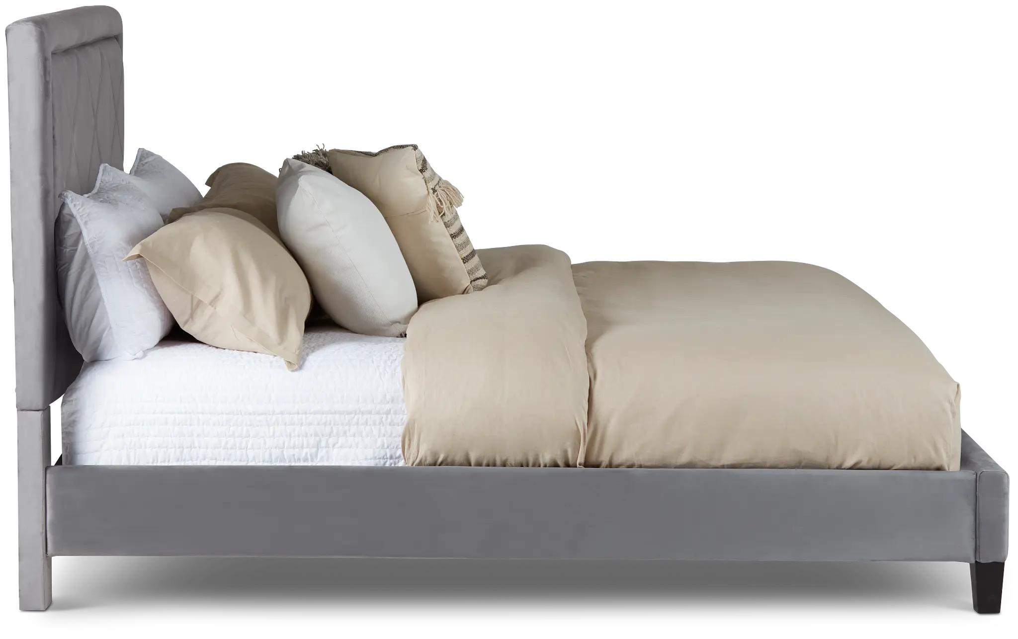 Collin Dark Gray Velvet Platform Bed Collin Dark Gray Velvet Platform Bed