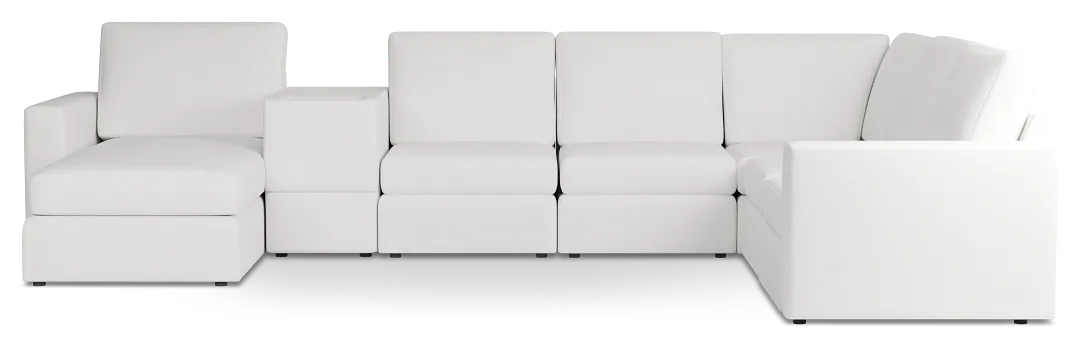 Citymod White Fabric Large Left Chaise Sectional With Storage Console
