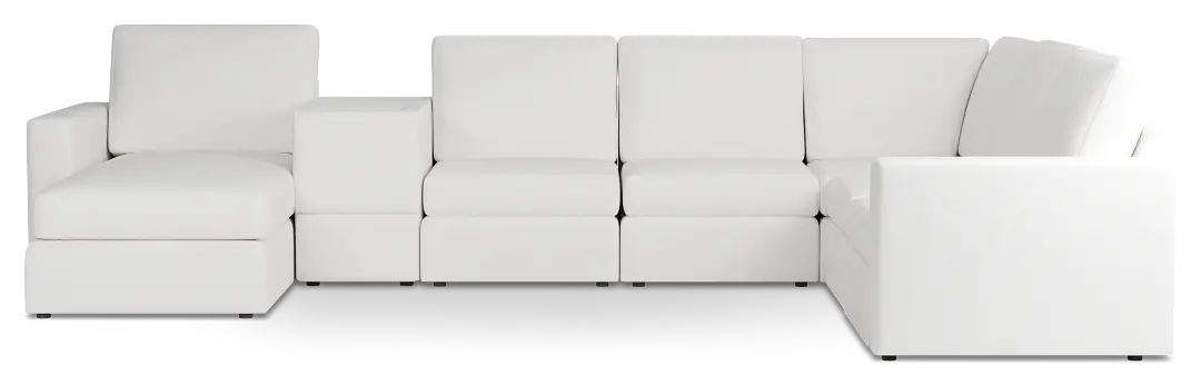 Citymod White Fabric Large Left Chaise Sectional With Storage Console Citymod White Fabric Large Left Chaise Sectional With Storage Console