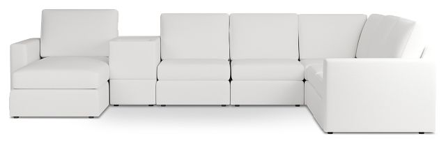 Citymod White Fabric Large Left Chaise Sectional With Storage Console