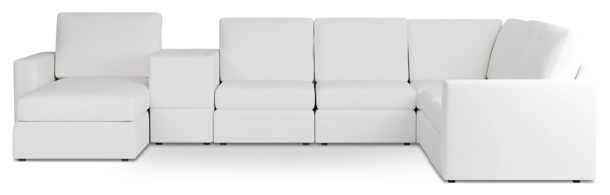 Citymod White Fabric Large Left Chaise Sectional With Storage Console Citymod White Fabric Large Left Chaise Sectional With Storage Console